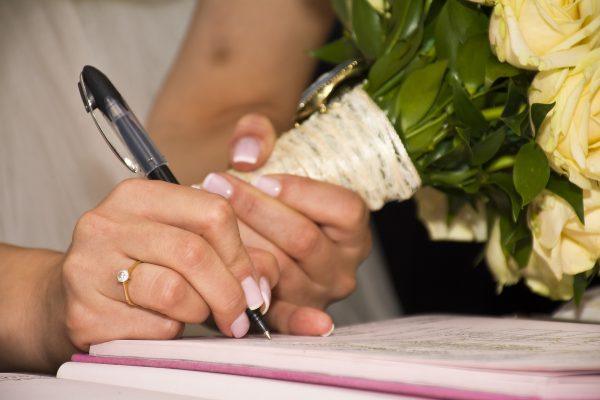 female marriage signing